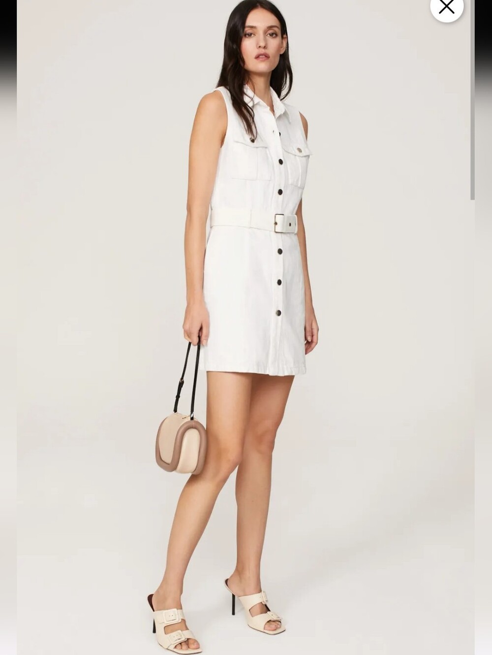Area Stars White Denim Belted Mini Shirt Dress Size S